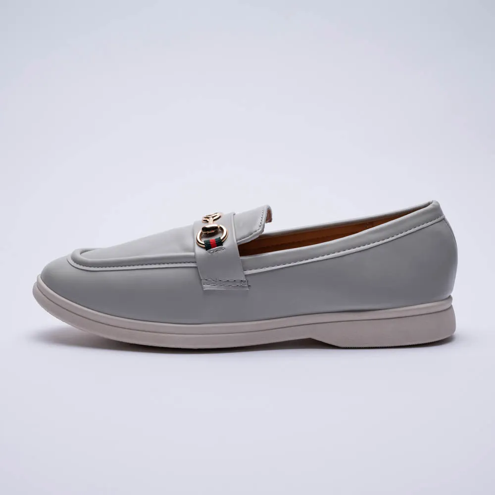 Grey Buckle Trim Loafer