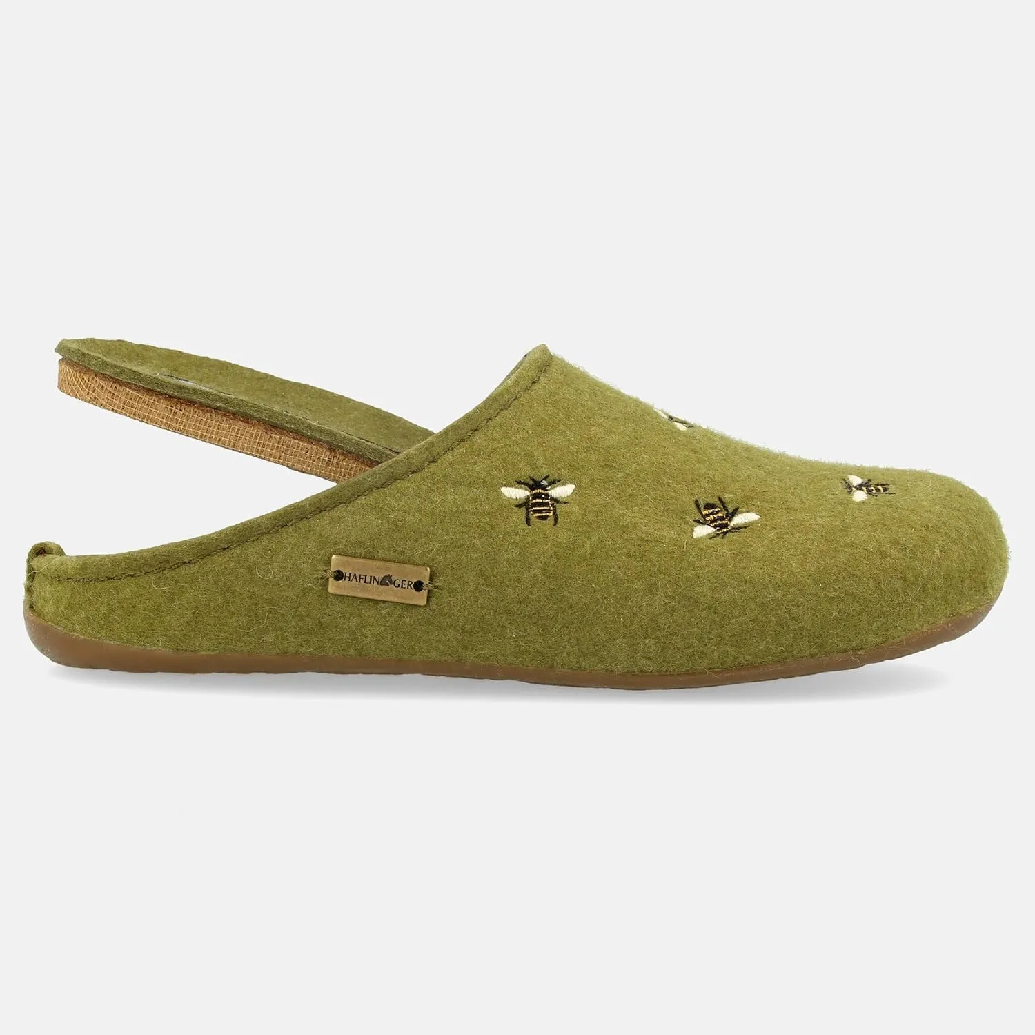 HAFLINGER Api Wool Felt Bee Motif Womens Slip On Mule Slippers Unisex