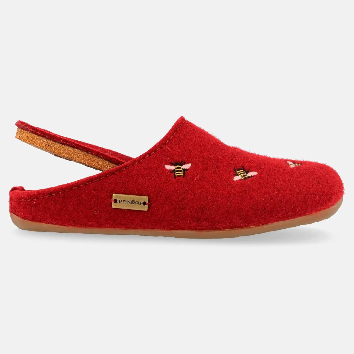 HAFLINGER Api Wool Felt Bee Motif Womens Slip On Mule Slippers Unisex