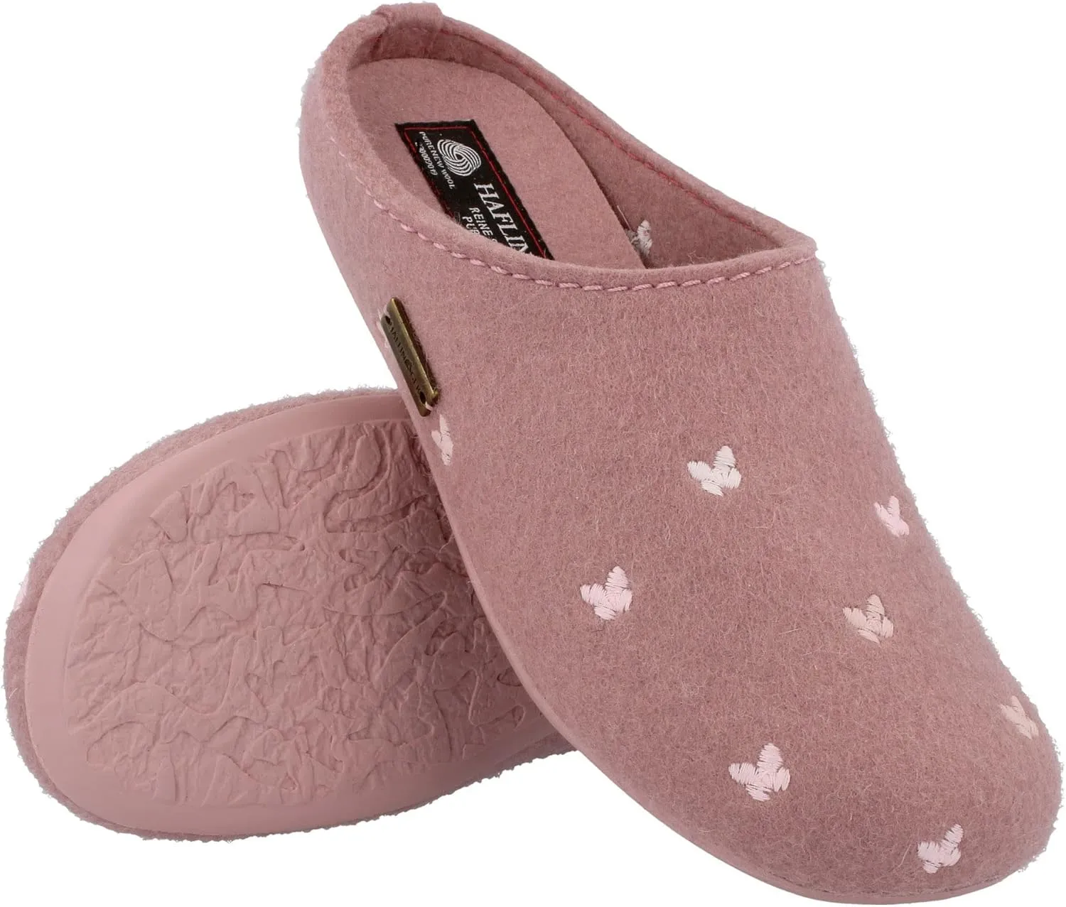HAFLINGER Fafalline Wool Felt Butterfly Motif Womens Slip On Mule Slippers Unisex