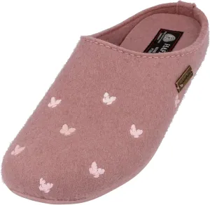 HAFLINGER Fafalline Wool Felt Butterfly Motif Womens Slip On Mule Slippers Unisex