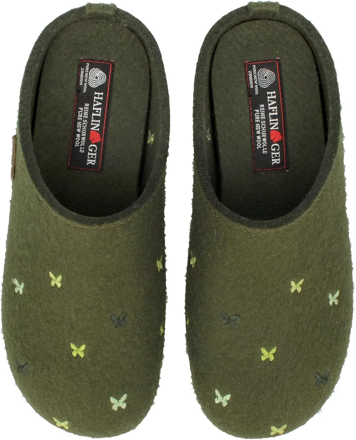 HAFLINGER Fafalline Wool Felt Butterfly Motif Womens Slip On Mule Slippers Unisex