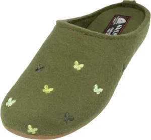HAFLINGER Fafalline Wool Felt Butterfly Motif Womens Slip On Mule Slippers Unisex