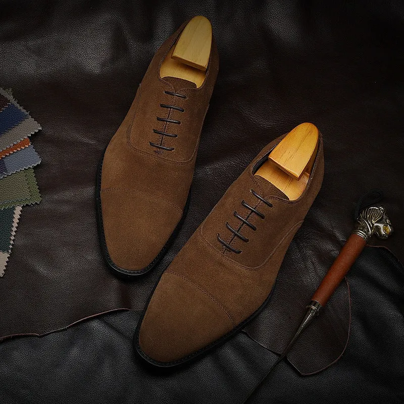 Handmade Suede Oxford Dress Shoes for Men