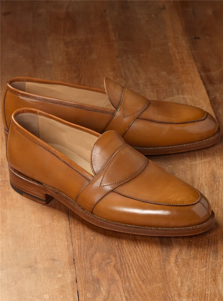 Handmade Tan Leather Dress Shoes for Men