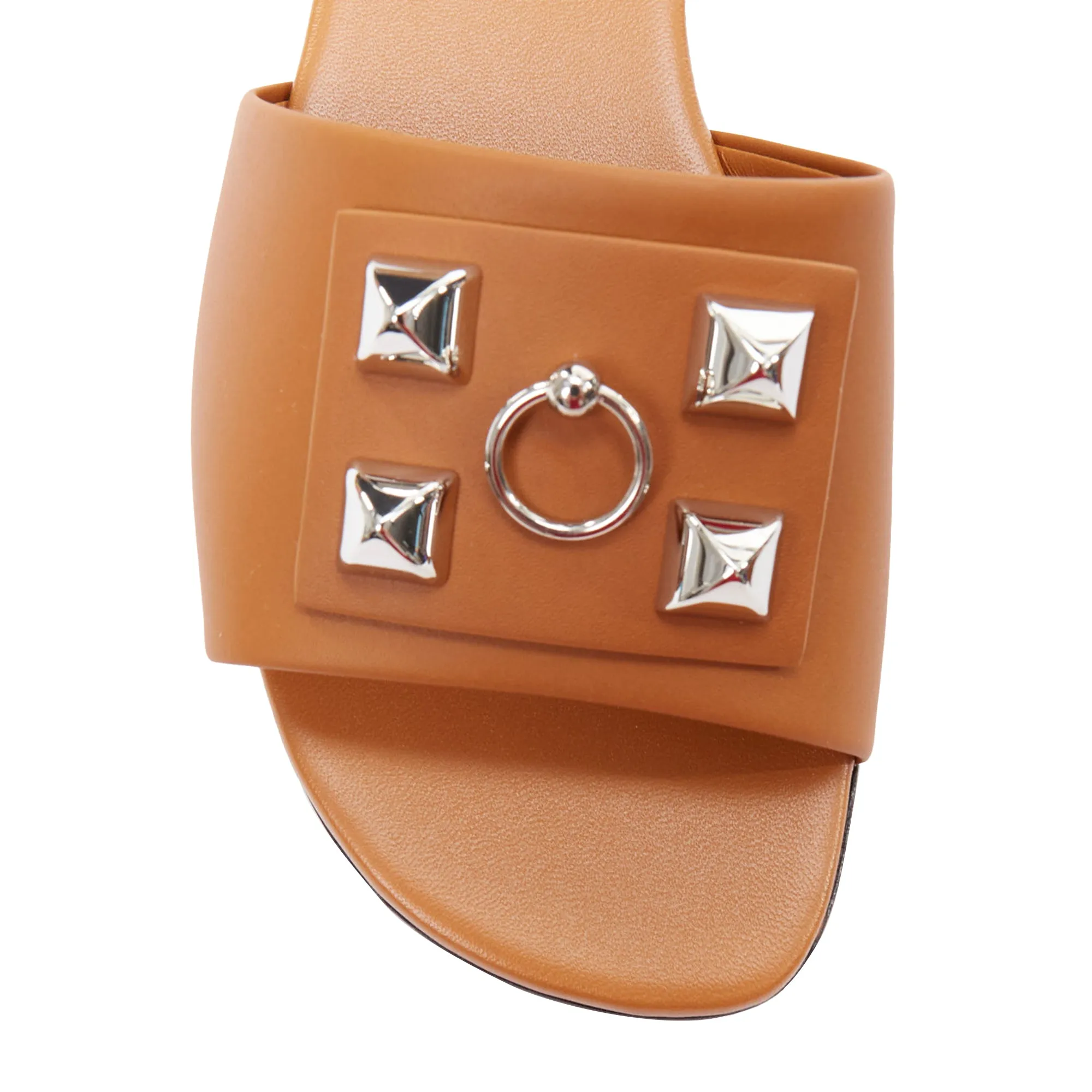 Hermes tan leather flat sandal