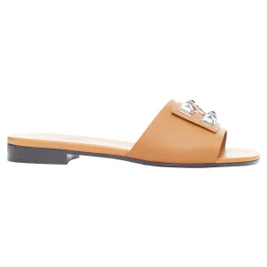 Hermes tan leather flat sandal