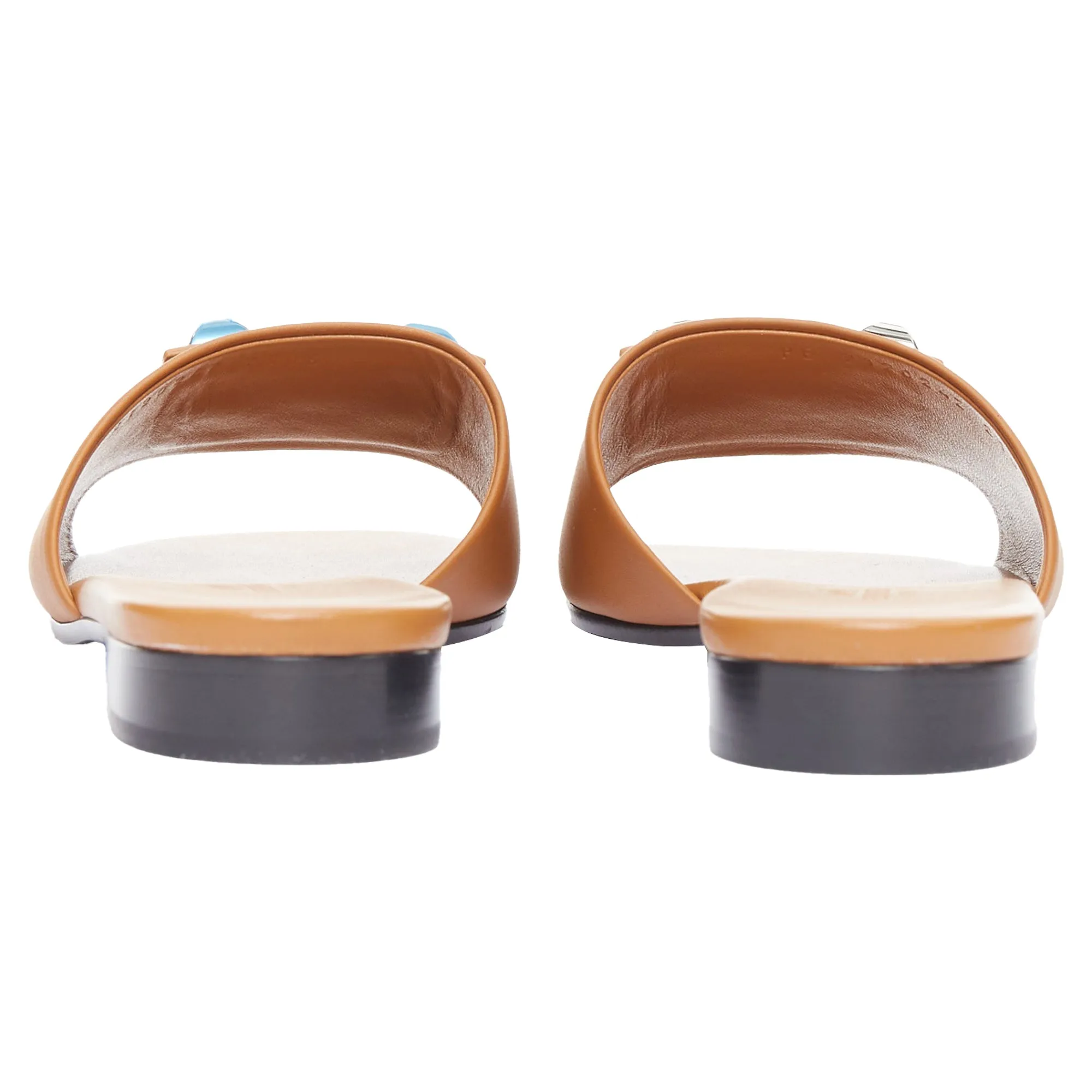 Hermes tan leather flat sandal