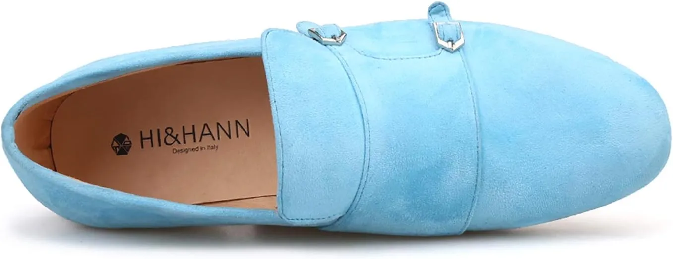 HI&HANN Men Velvet Shoes with Velvet Hasp cCasual Shoes British Style Shoes Slip-on Loafer Smoking Slipper