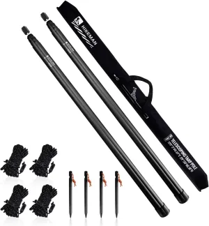 HIKEMAN Tarp Poles Tent Poles - Aluminium Camping Poles,Canopy Poles Awning Poles Adjustable Telescoping 92-280cm for Outdoor Camping Backpacking Awning (2PCS-Black)