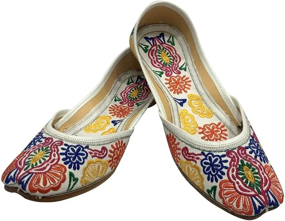 Indian Punjabi Juttis Women Ladies Boho Mojari Khussa Shoes Saree Ethnic Shoes