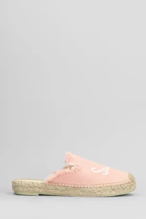 Isa fringe Slipper-Mule in rose-pink canvas