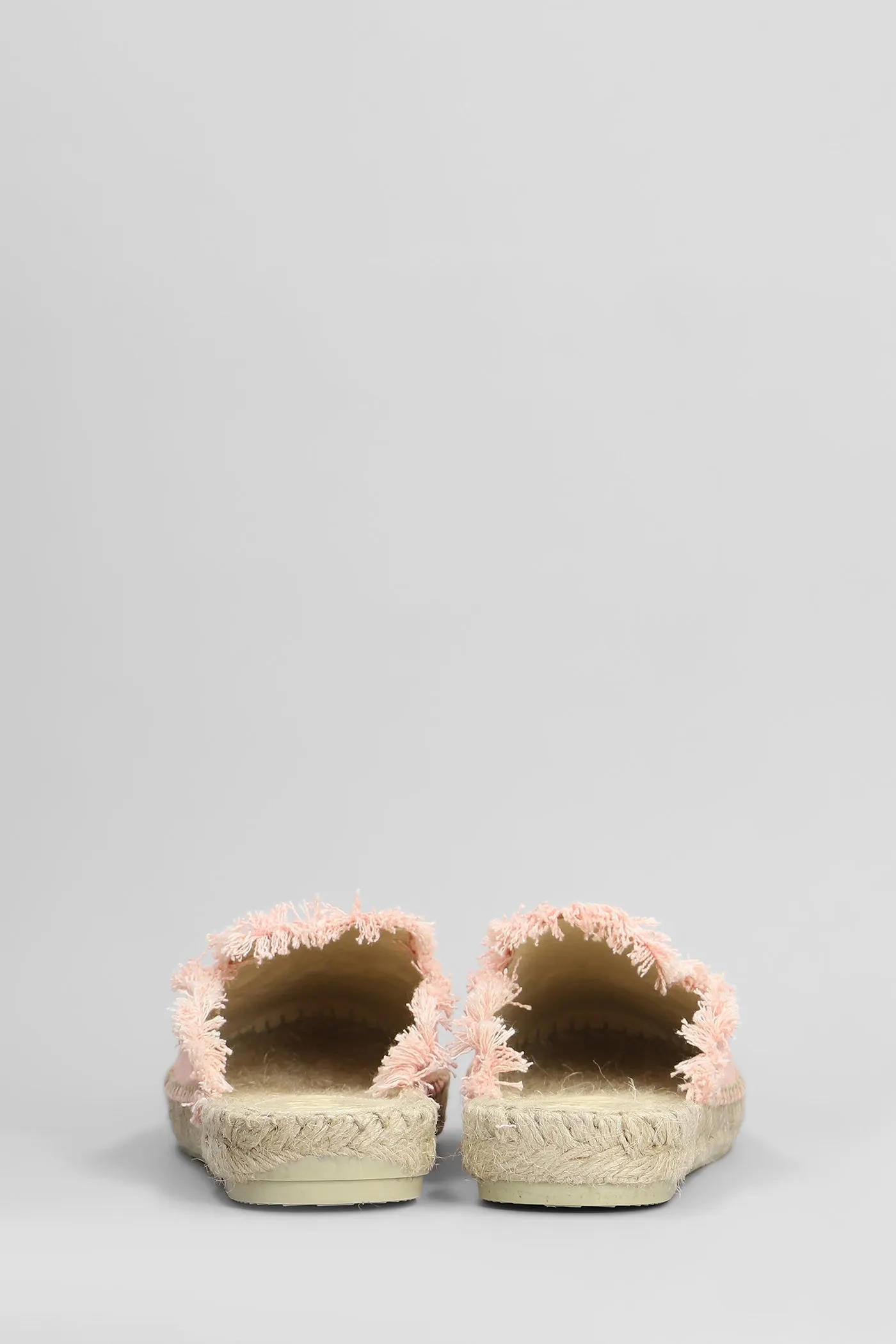 Isa fringe Slipper-Mule in rose-pink canvas