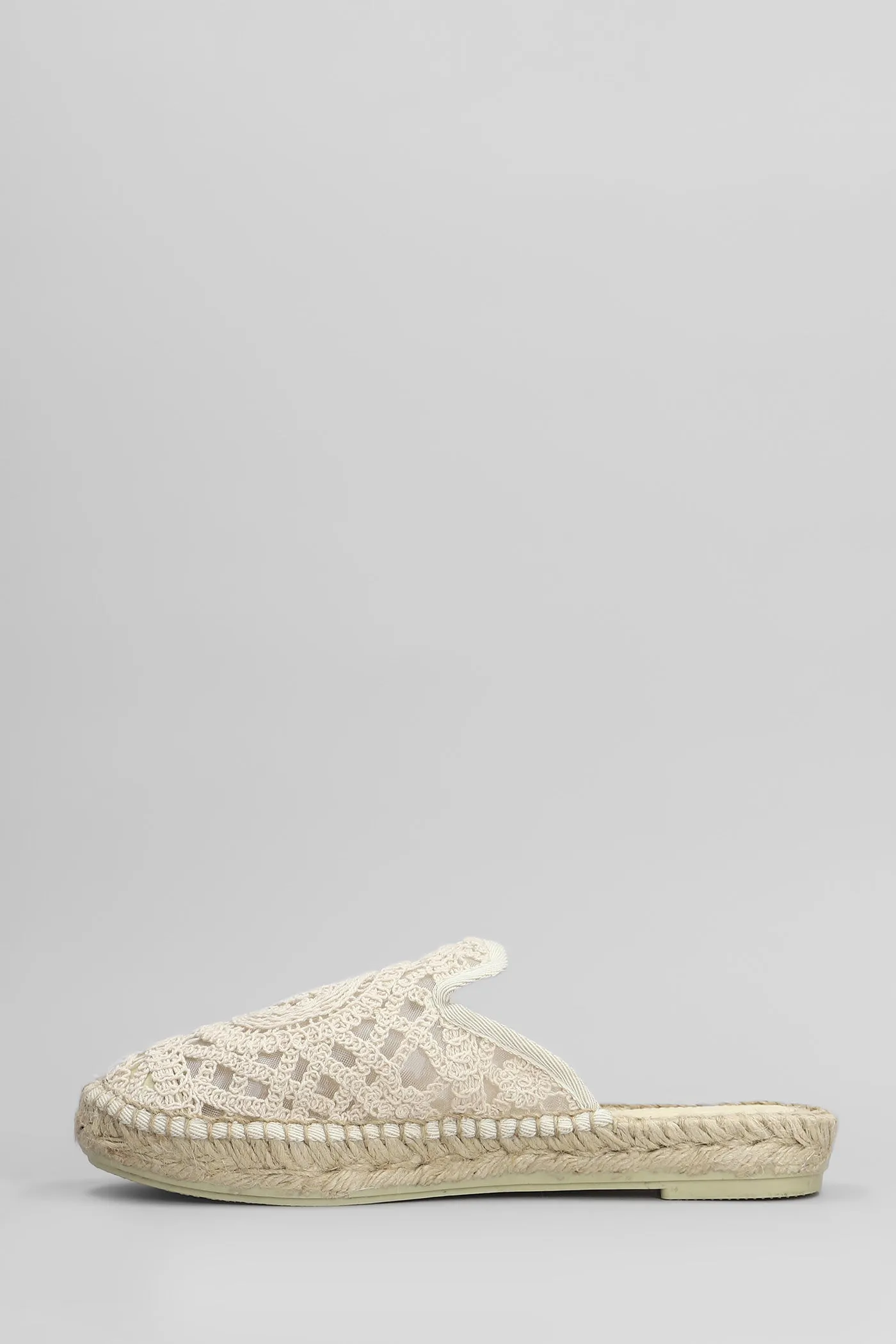 Isa macrame Slipper-Mule in beige canvas