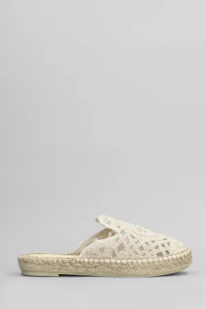 Isa macrame Slipper-Mule in beige canvas