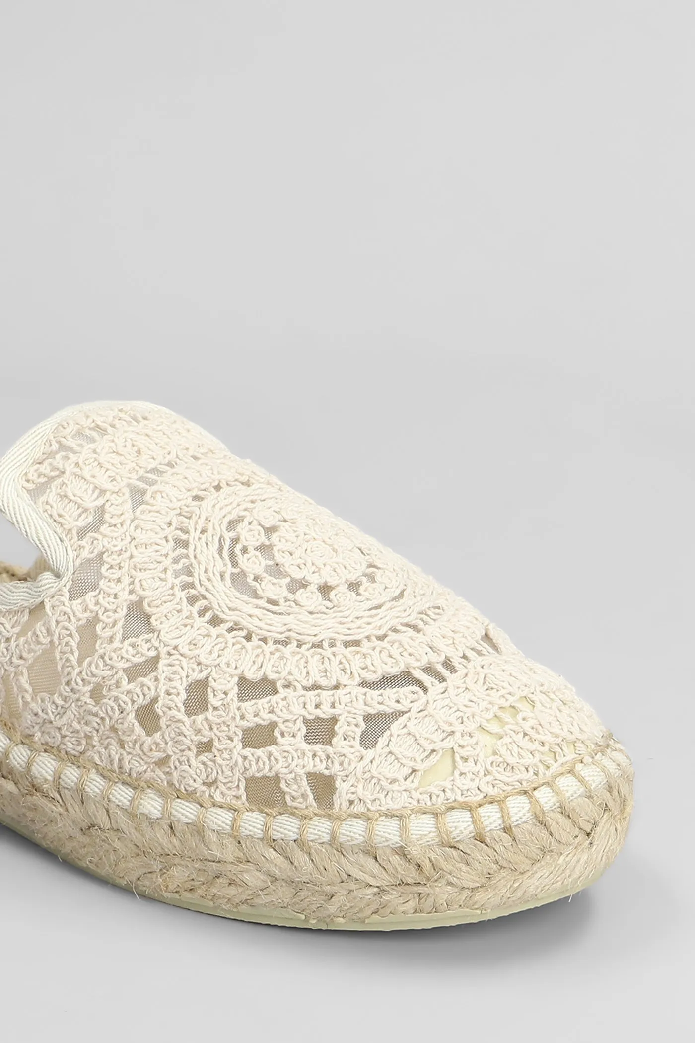 Isa macrame Slipper-Mule in beige canvas