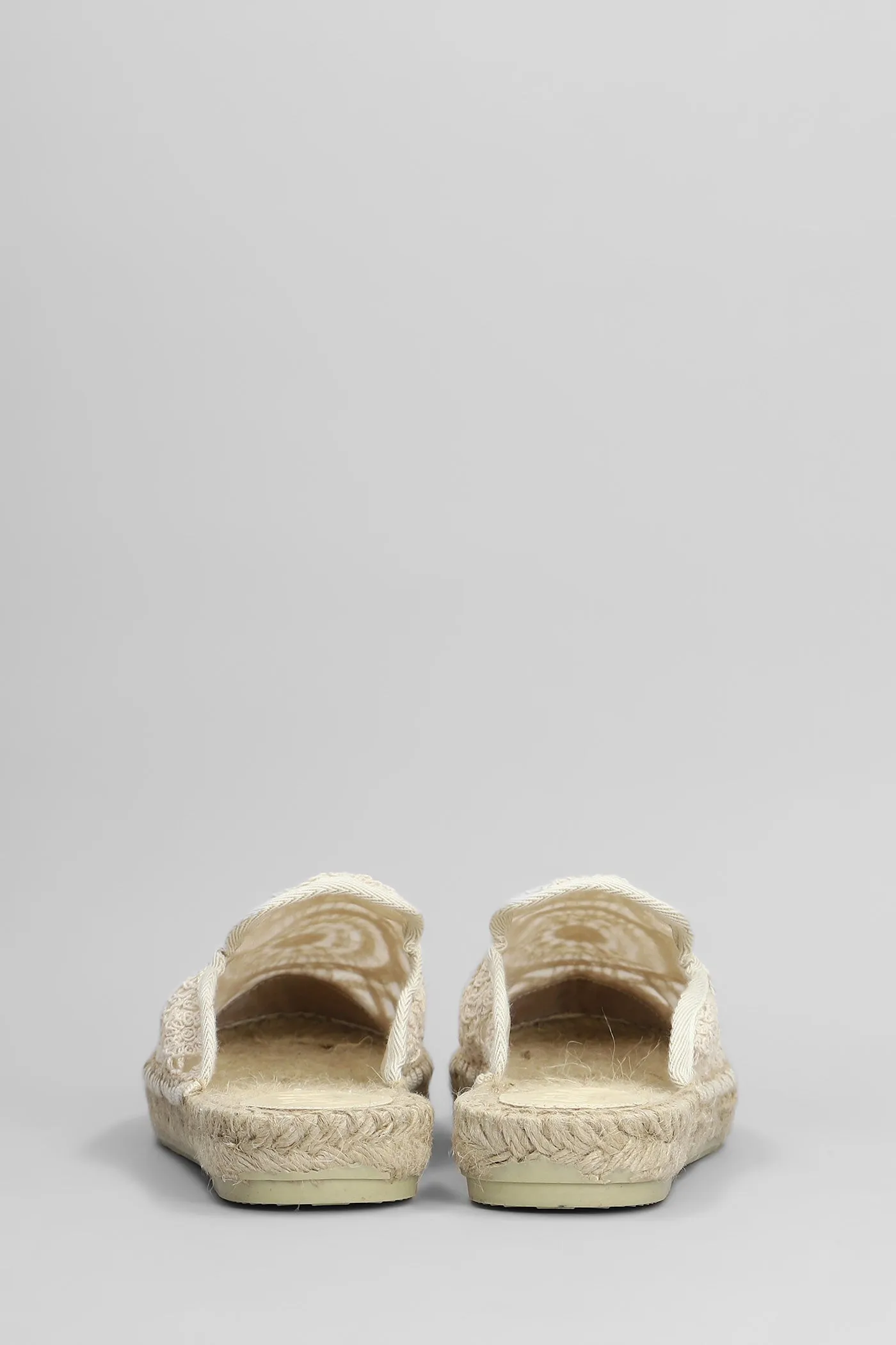 Isa macrame Slipper-Mule in beige canvas