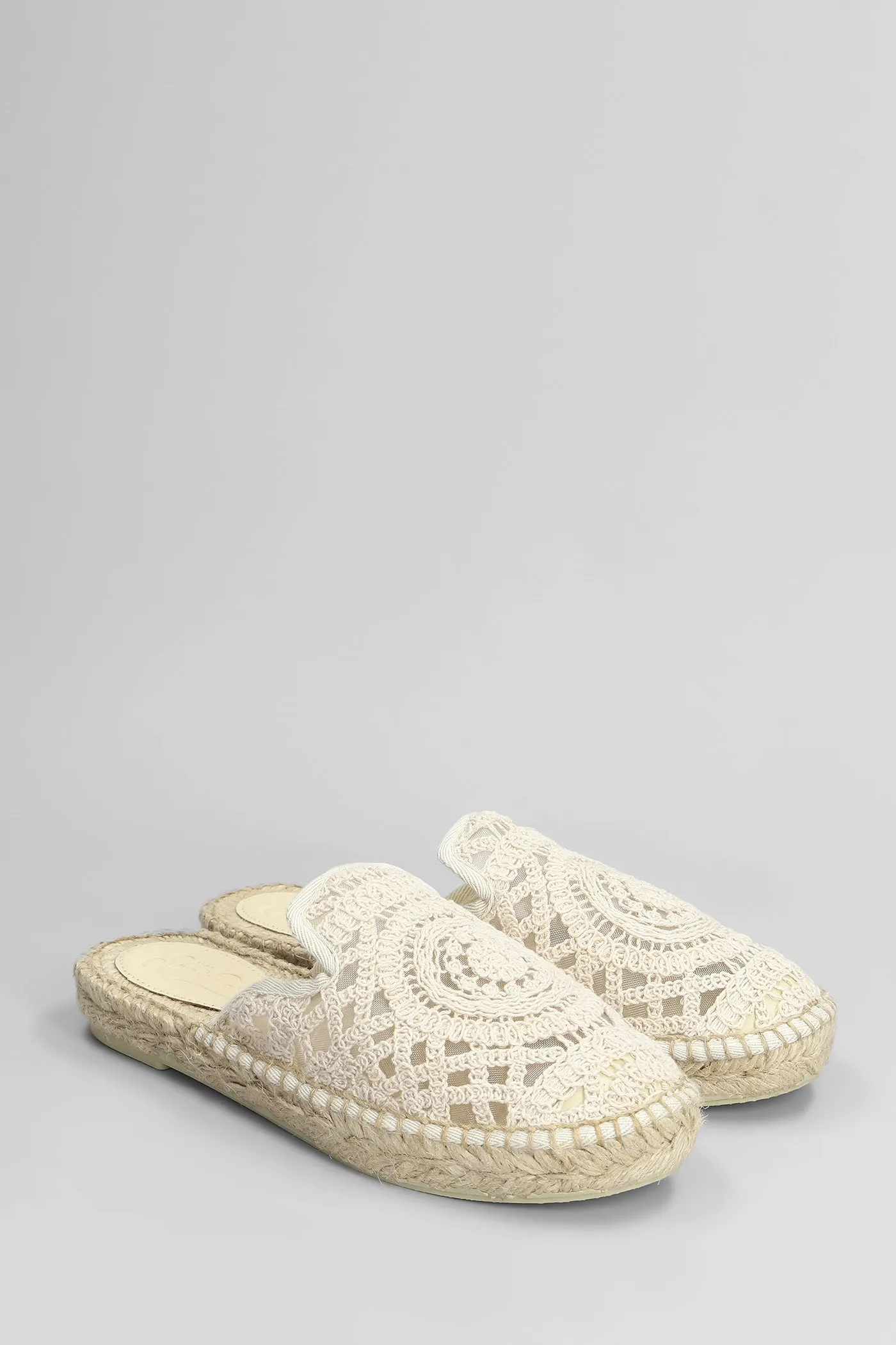 Isa macrame Slipper-Mule in beige canvas