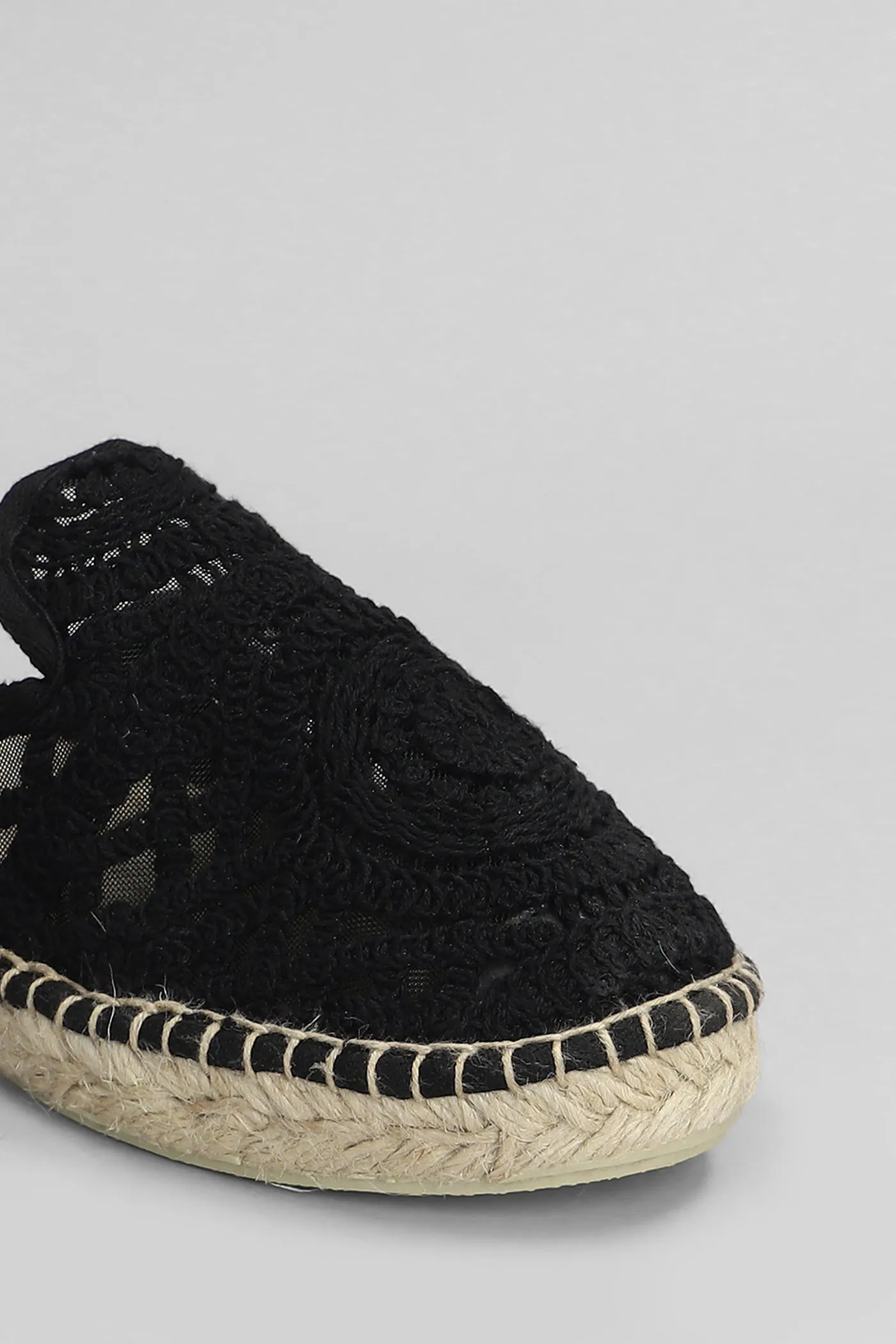 Isa macrame Slipper-Mule in black canvas