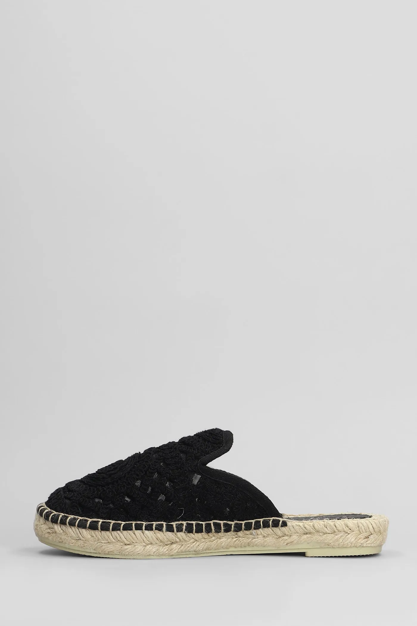 Isa macrame Slipper-Mule in black canvas