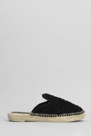 Isa macrame Slipper-Mule in black canvas