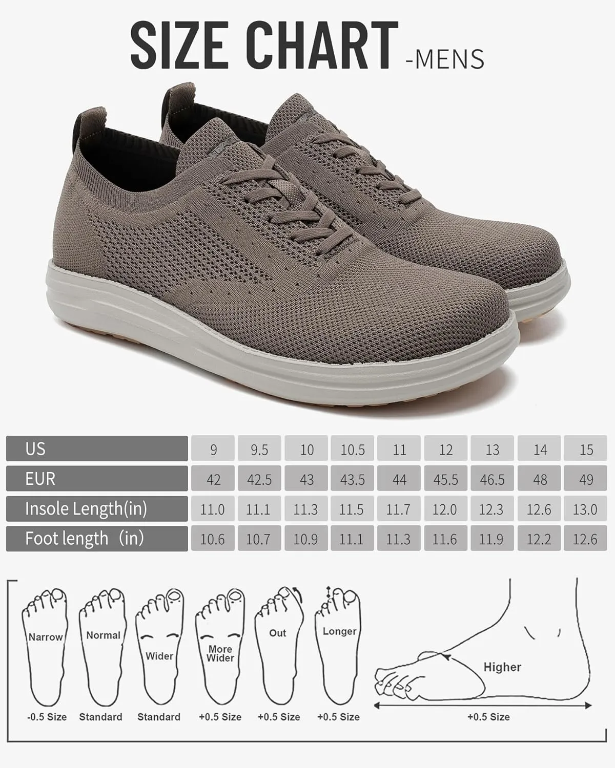 ITAZERO Men's Wide Toe Box Mesh Shoes Business Casual Wide Width Walking Shoes with Arch Support Insole for Plantar Fasciitis