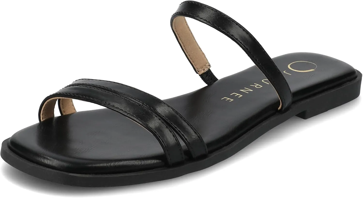 Journee Collection Womens Brisa Slip On Flat Sandals Multi Strap Cushioned Open Square Toe Spring Summer Shoe