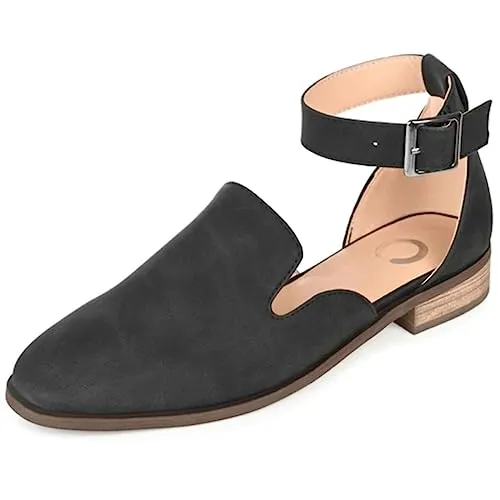 Journee Collection Womens Loreta Buckle Square Toe Loafer Flats - Black - 8 Wide