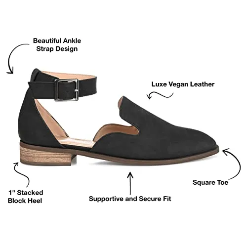Journee Collection Womens Loreta Buckle Square Toe Loafer Flats - Black - 8 Wide