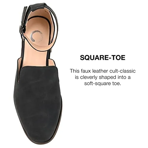 Journee Collection Womens Loreta Buckle Square Toe Loafer Flats - Black - 8 Wide