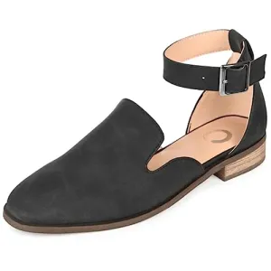 Journee Collection Womens Loreta Buckle Square Toe Loafer Flats - Black - 8 Wide