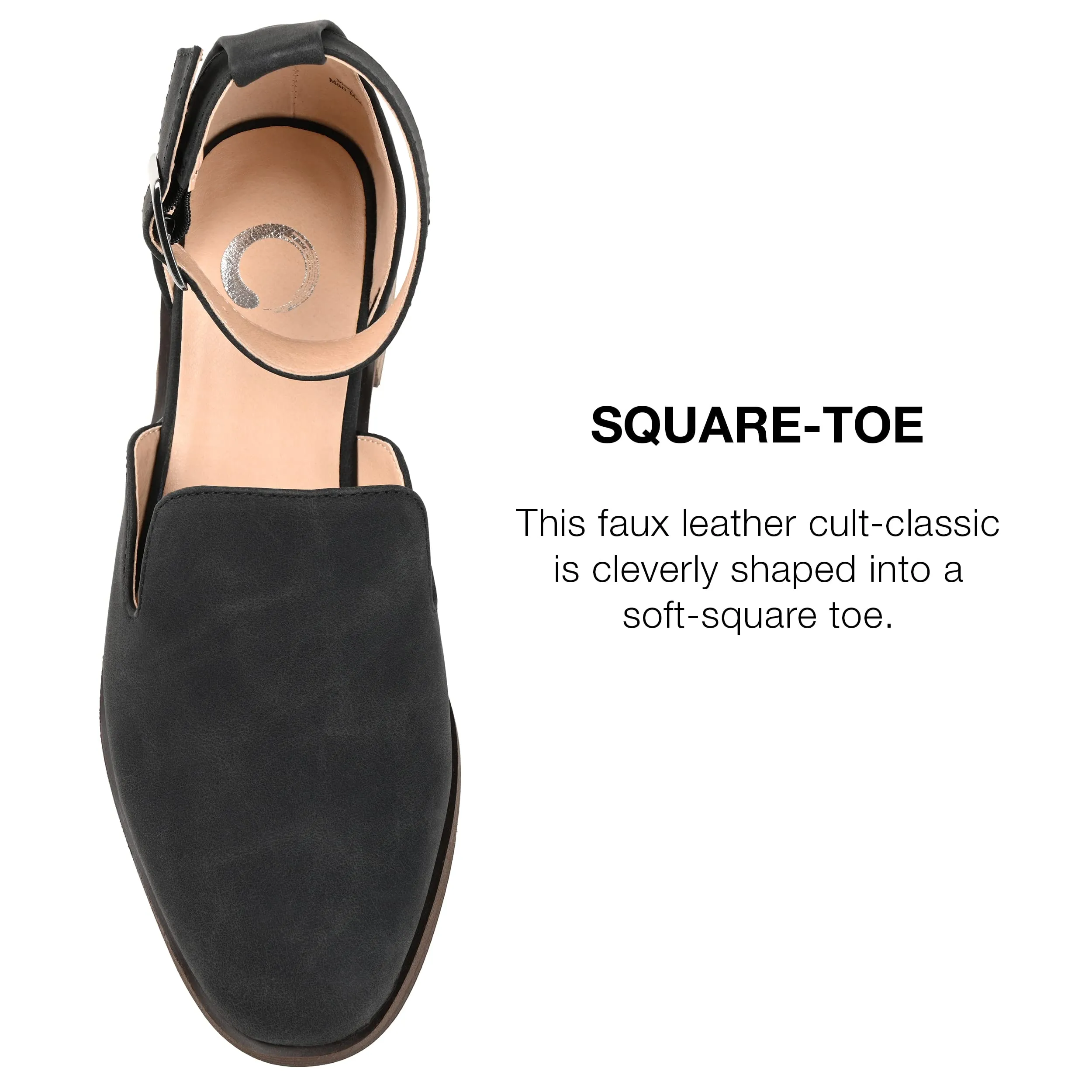 Journee Collection Womens Loreta Buckle Square Toe Loafer Flats - Black - 8 Wide