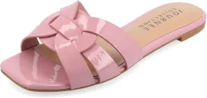 Journee Womens Flat Open Square Toe Fashion Banded Sandal Comfortable Dressy Slip On Arrina Slide