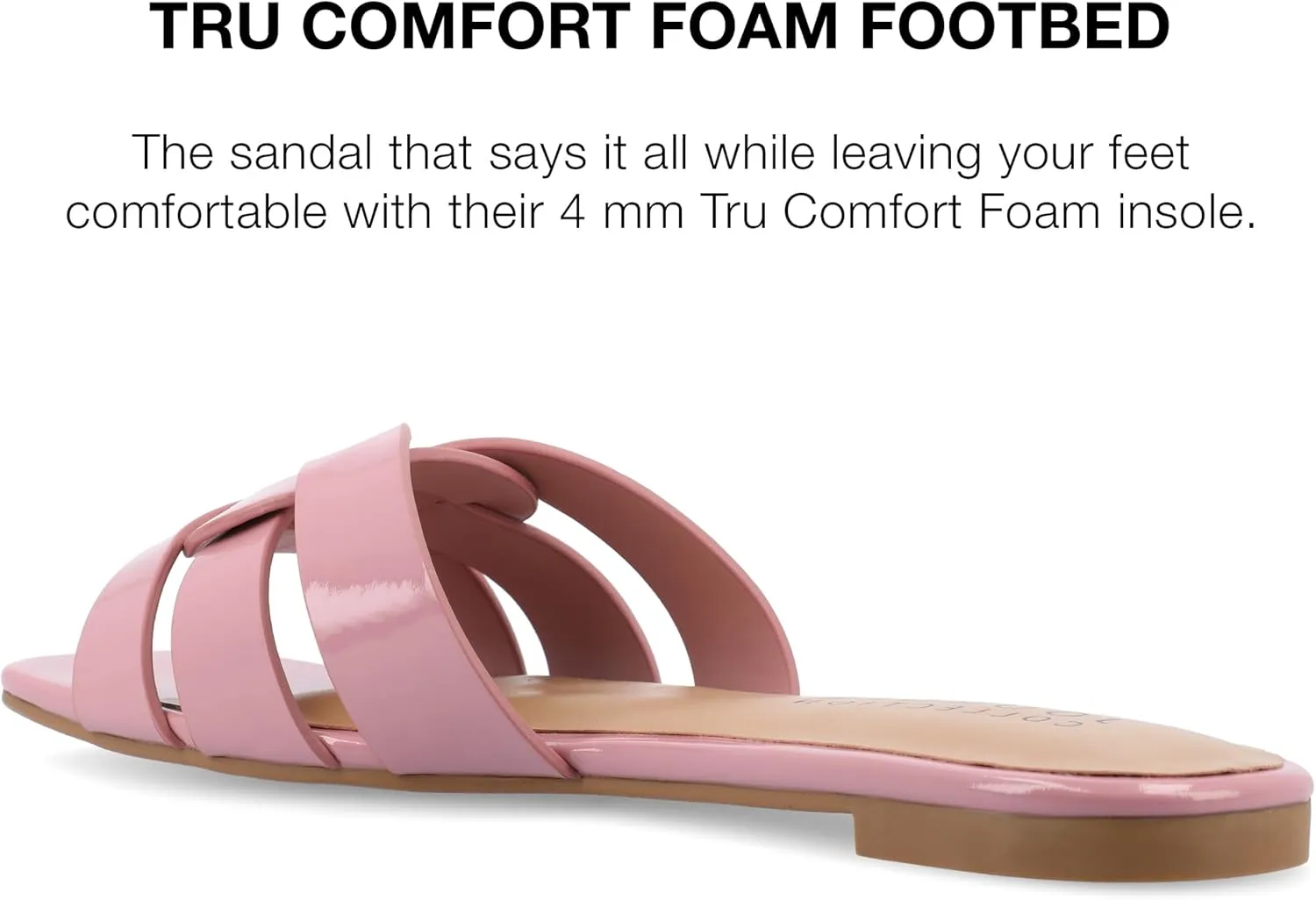 Journee Womens Flat Open Square Toe Fashion Banded Sandal Comfortable Dressy Slip On Arrina Slide