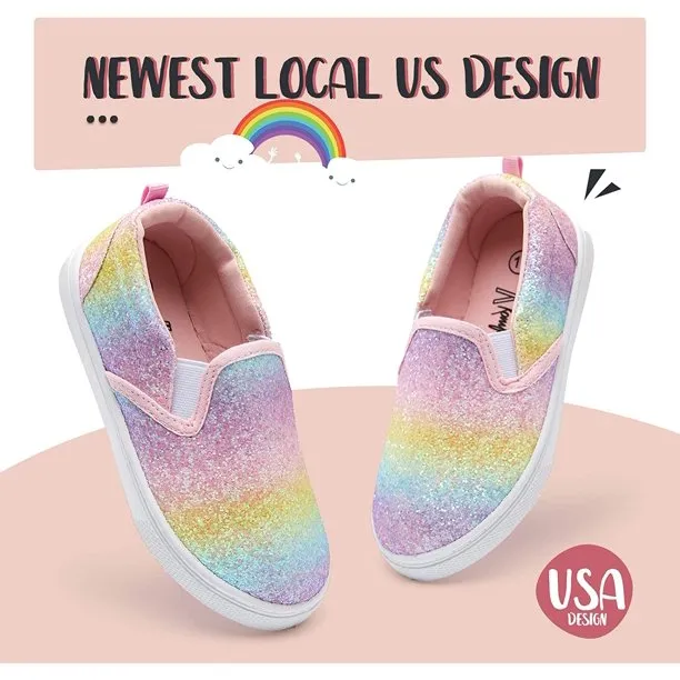 K KomForme Kids Colorful Glitter Casual Canvas Shoes Size 6 Toddler Girl