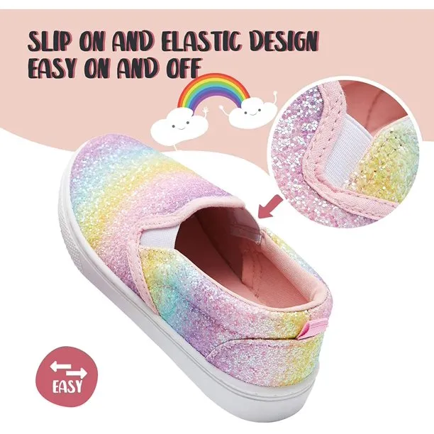K KomForme Kids Colorful Glitter Casual Canvas Shoes Size 6 Toddler Girl