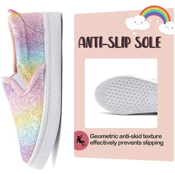 K KomForme Kids Colorful Glitter Casual Canvas Shoes Size 6 Toddler Girl