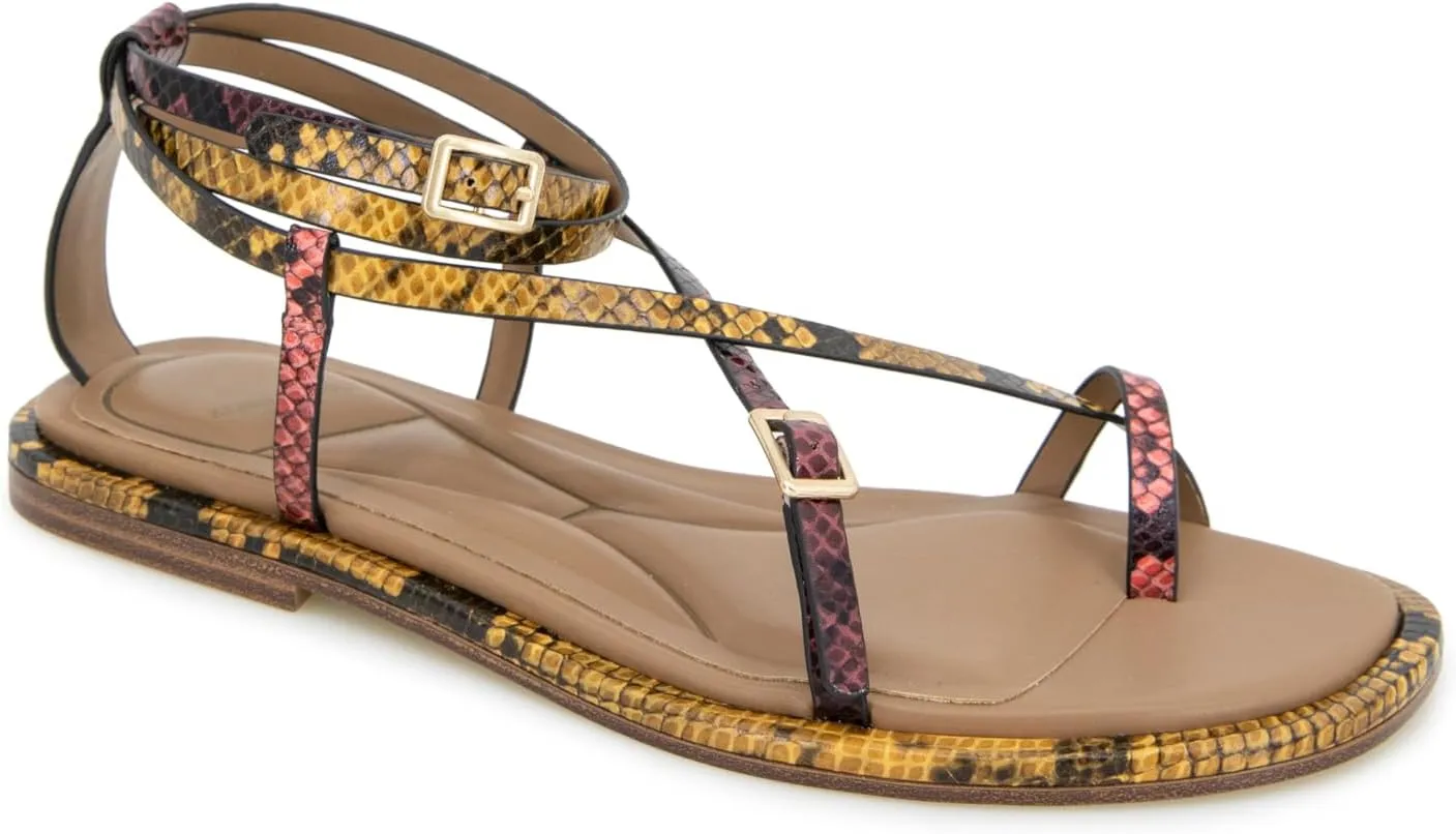 Kenneth Cole New York Women's Paros Flat Sandal, Multi Postal Snake, 9.5
