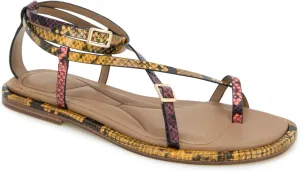 Kenneth Cole New York Women's Paros Flat Sandal, Multi Postal Snake, 9.5