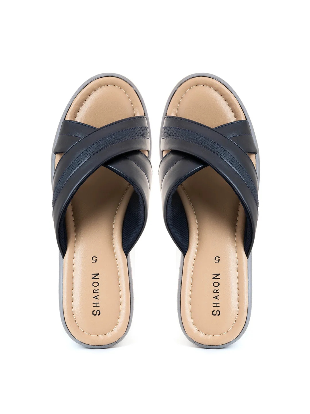 Khadim Sharon High Heel Wedge Mule Slip On Sandal for Women
