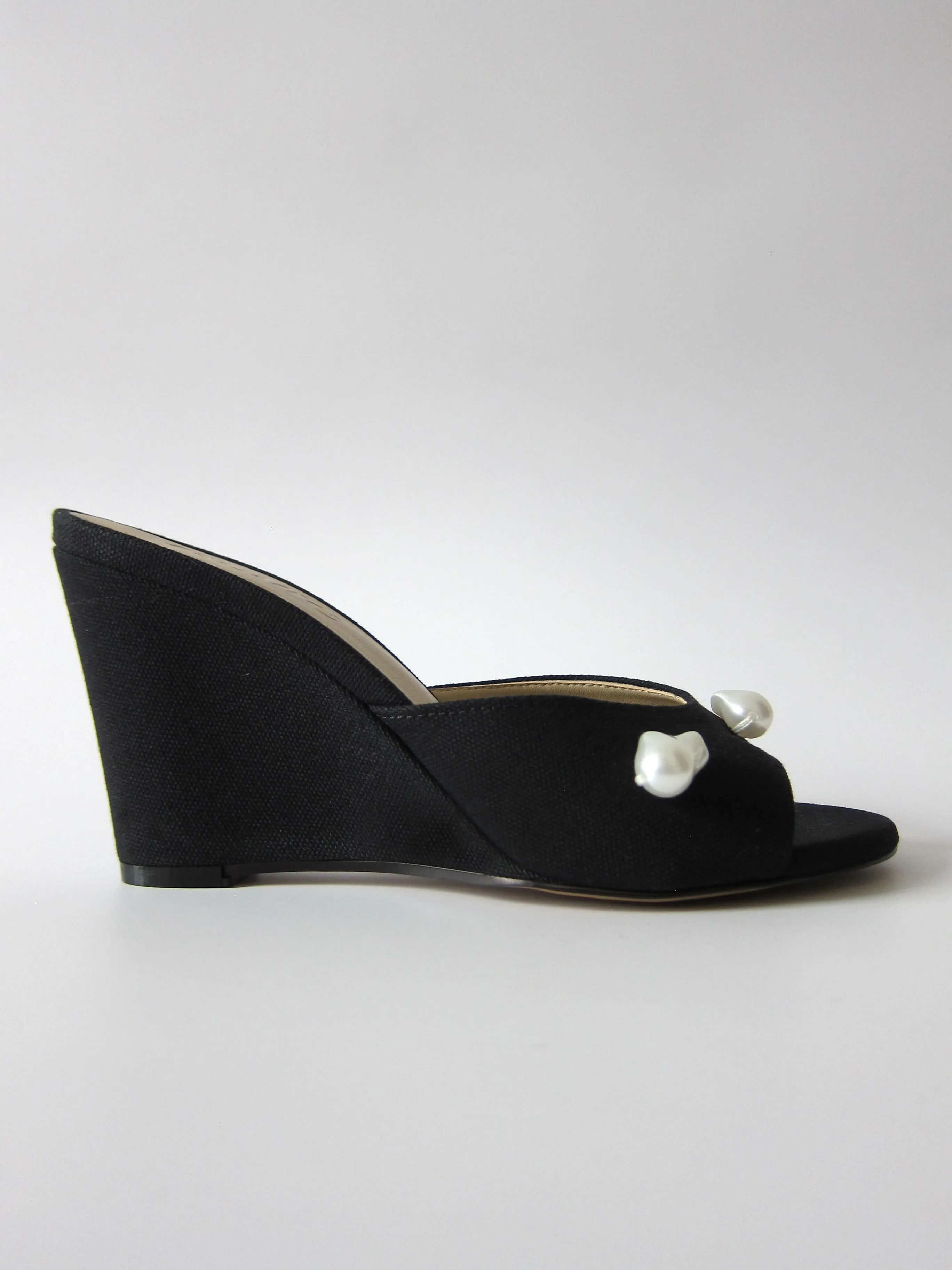 kourtney black canvas wedge