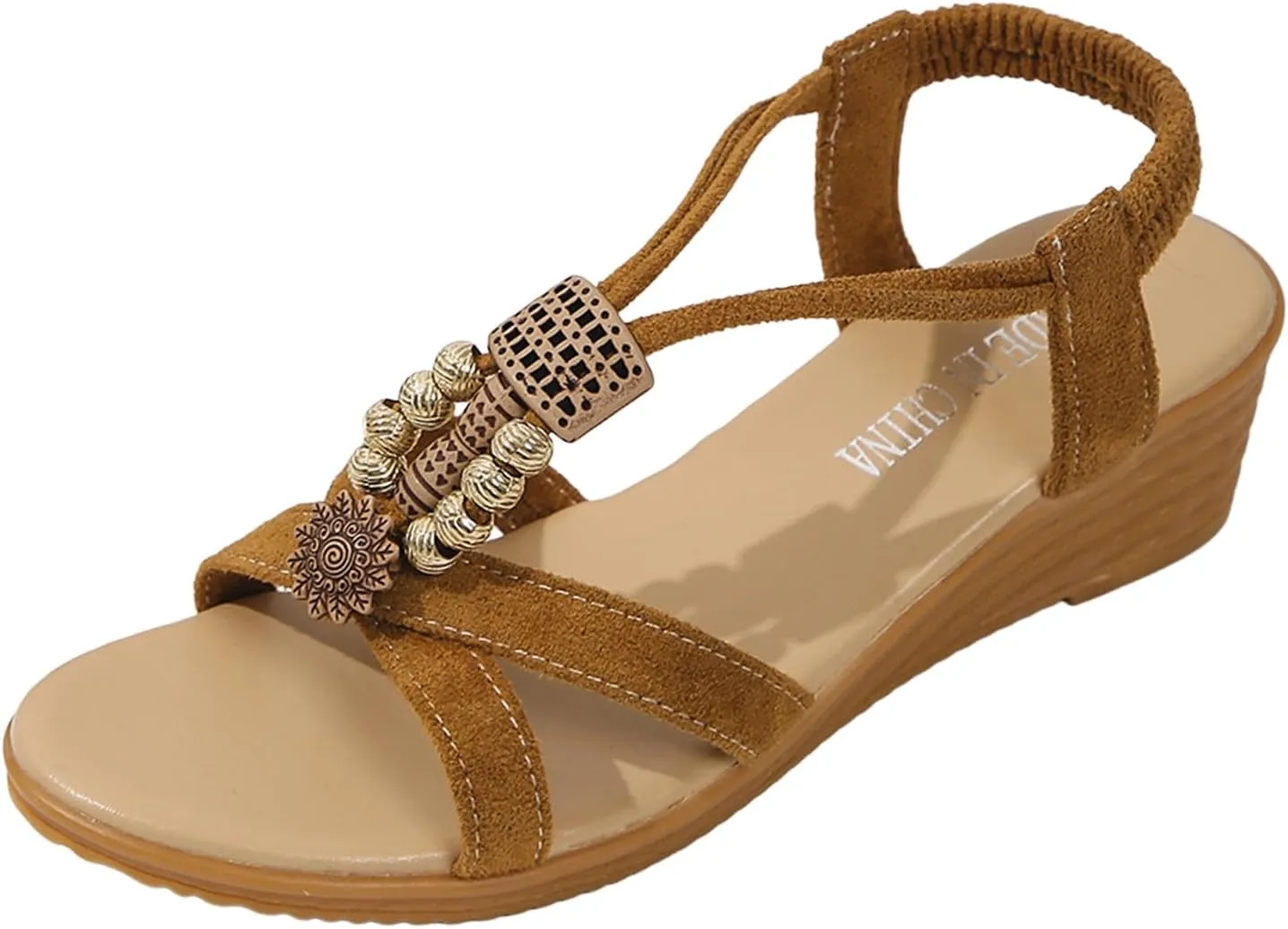 Ladies Summer Retro Bohemian Beaded Milled Velvet Open Toe Beach Outwear Plus Size Wedding Shoes for Sandals Women