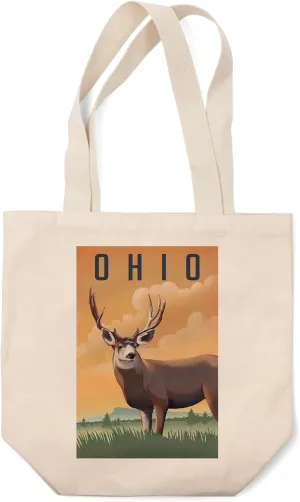 Lantern Press Ohio, Mule Deer, Litho (100% Cotton Canvas Reusable Tote Bag)