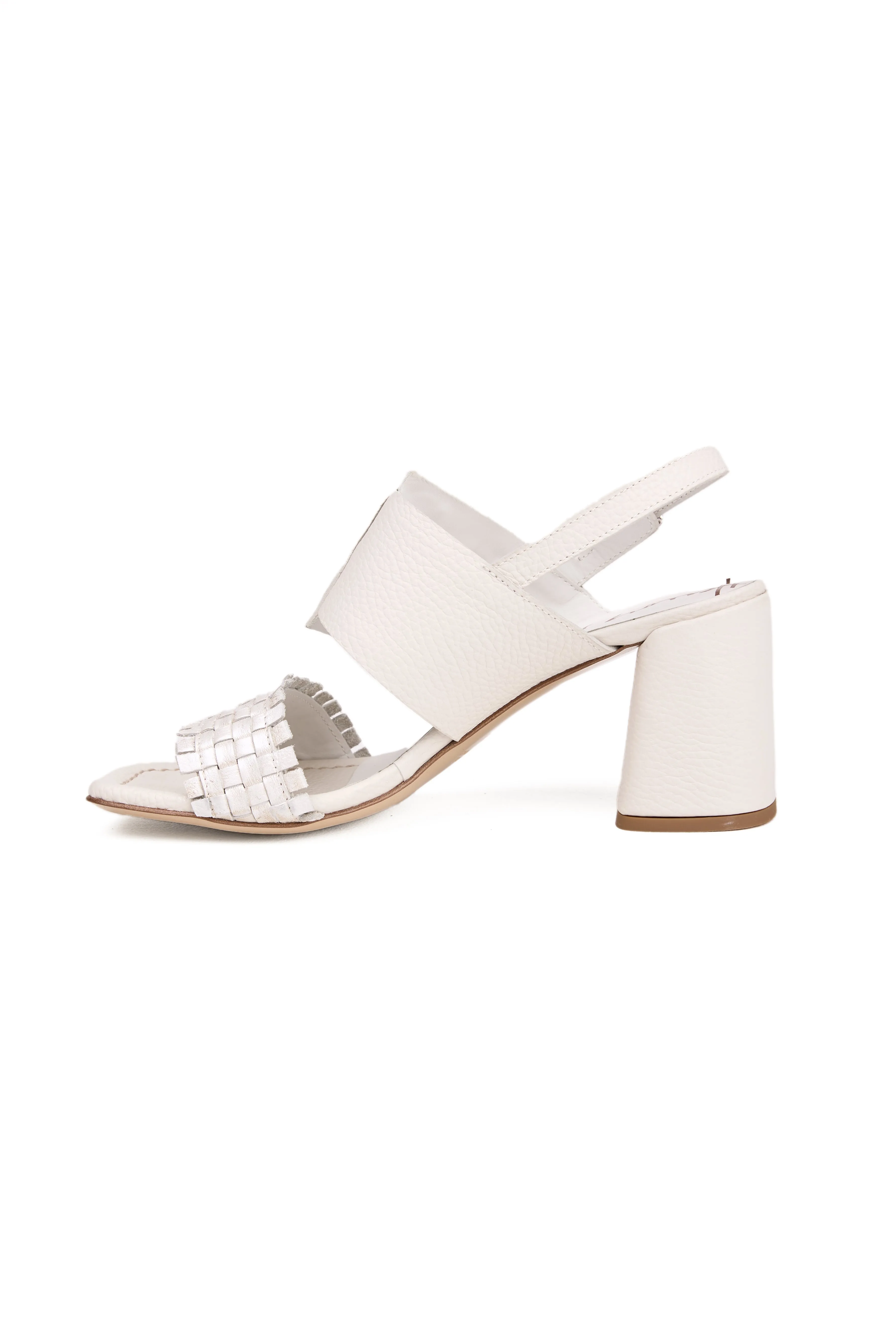 Leather Heel Sandal in Gesso Bianco
