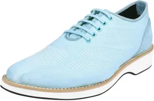 LIBERTYZENO Mens Plain & Animal Print Blue Genuine Leather Adults Lace Up Oxford Dress Shoes for Prom Graduation
