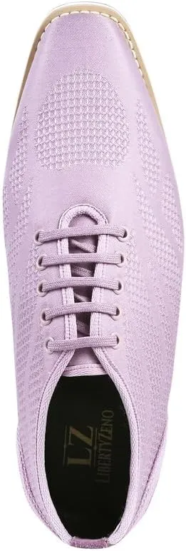 LIBERTYZENO Mens Plain & Animal Print Purple Genuine Leather Adults Slip On & Lace Up Oxford Dress Shoes/Prom Shoes for Prom Graduation