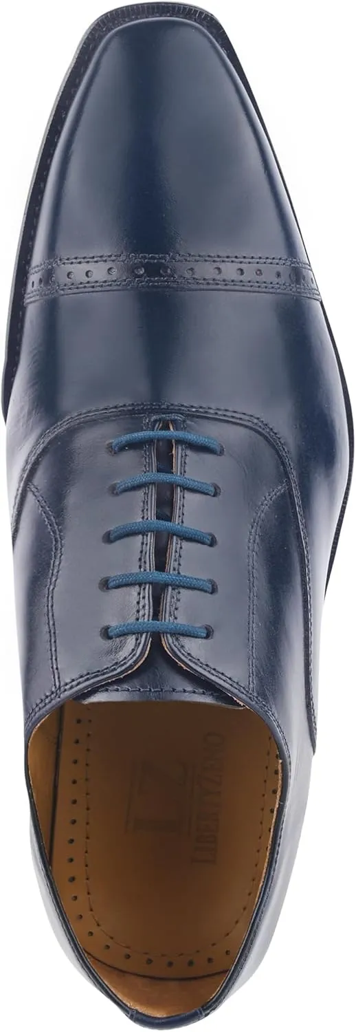 LIBERTYZENO Mens Tread Design Genuine Leather Lace Up Oxford Dress Shoes