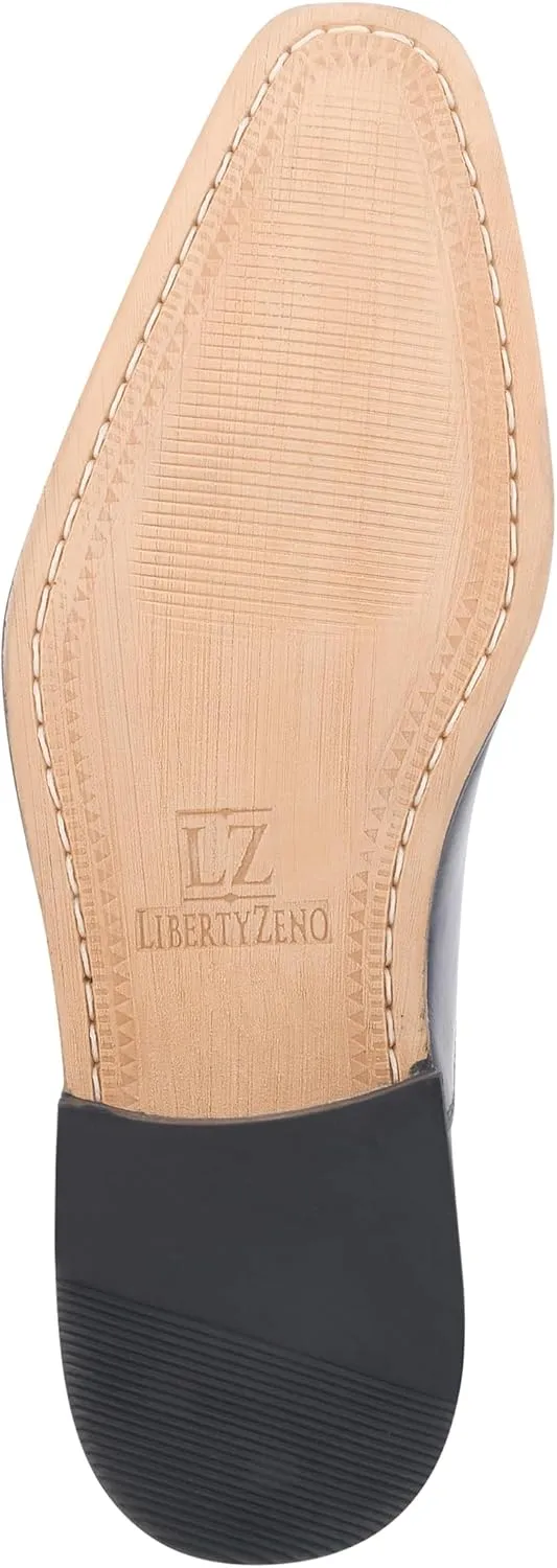 LIBERTYZENO Mens Tread Design Genuine Leather Lace Up Oxford Dress Shoes