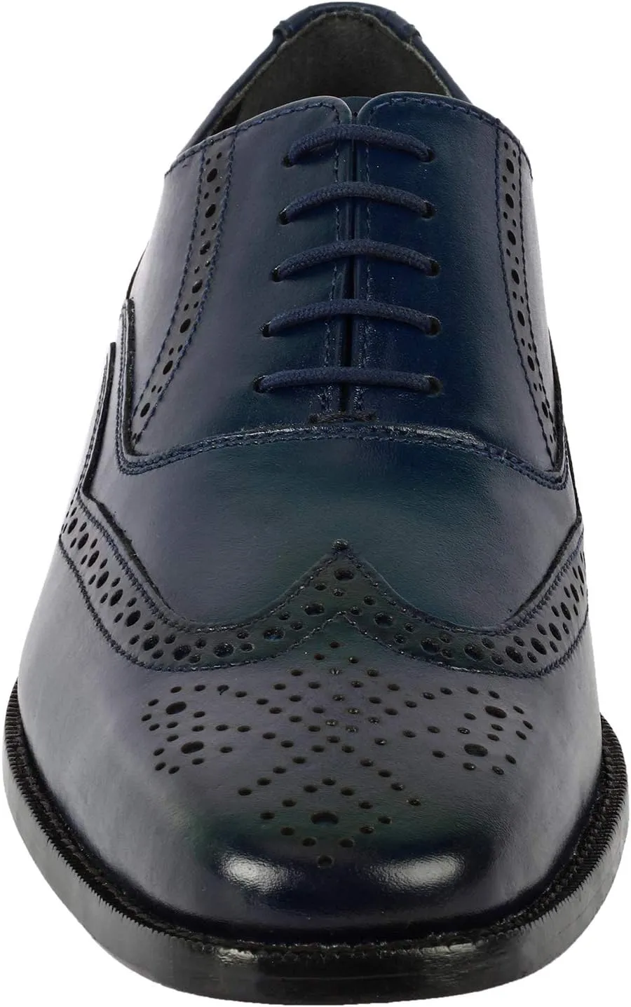 LIBERTYZENO Mens Wingtip Brogue Genuine Leather Adults Lace Up Oxford Dress Shoes for Prom Graduation