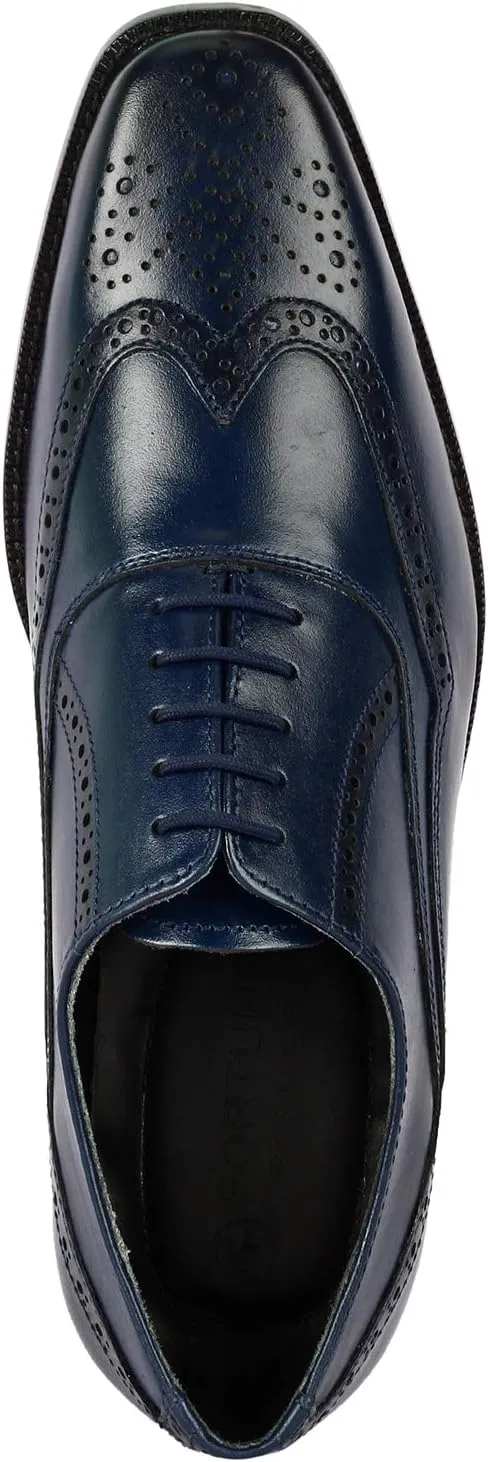 LIBERTYZENO Mens Wingtip Brogue Genuine Leather Adults Lace Up Oxford Dress Shoes for Prom Graduation